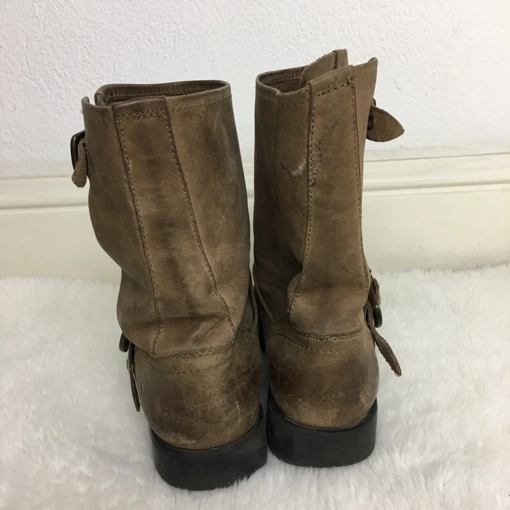 Frye Boy Leather Brown Engineer Pull On Boots 3